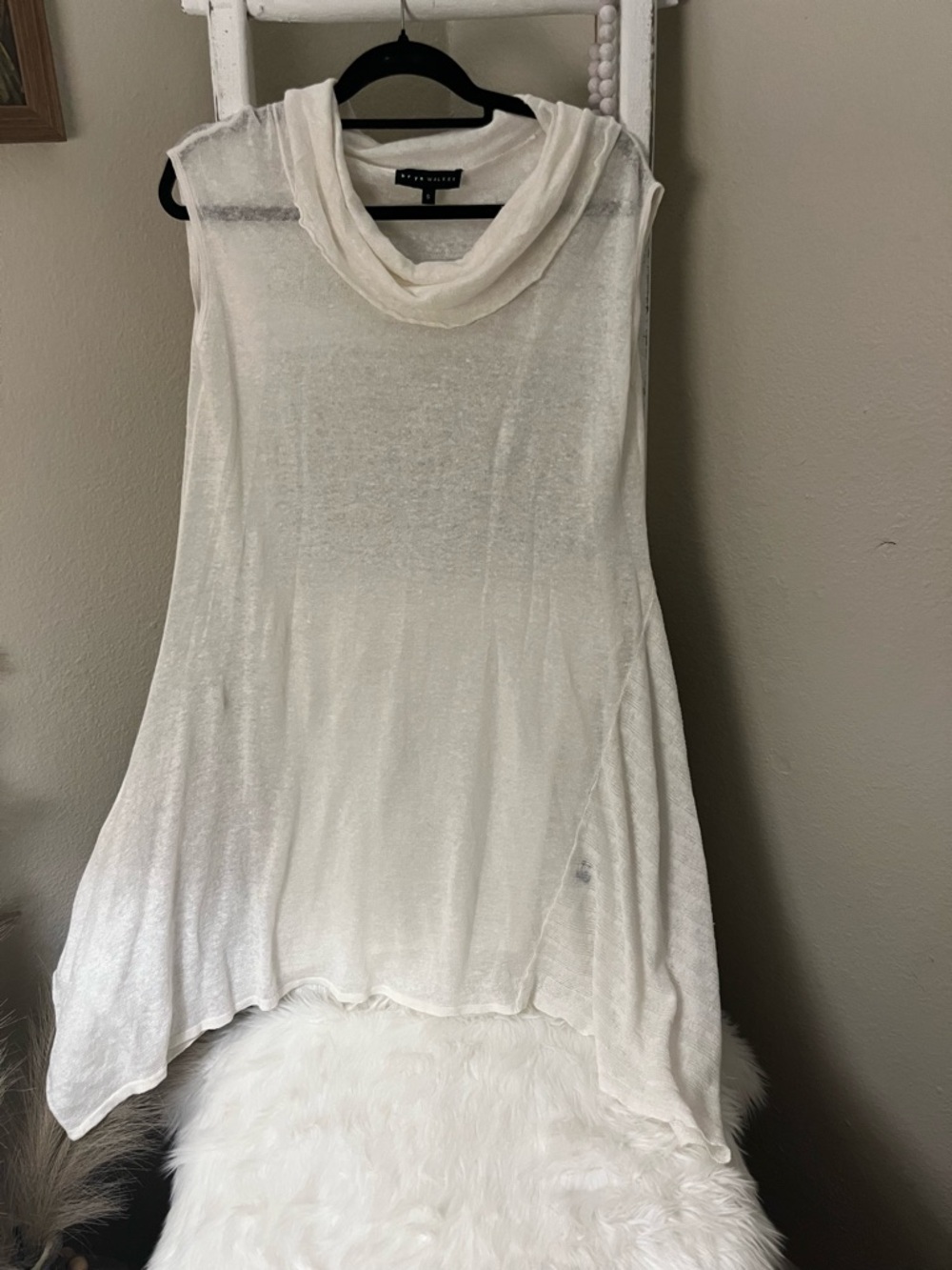 bryn Walker Cream Lightweight Cowl dress 100% linen lightweight.